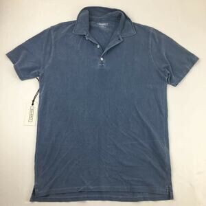 Sharply Mens Interbay Golf Polo Shirt Blue Short Sleeve Buttons Cotton M New